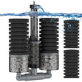 Pawfly Aquarium Sponge Filter, Fish Tank Filter, Submersible Small Aquarium Filter with Double Foams & Ceramic Rings, Quiet Bio Sponge Filter for 15-55 Gallon Tanks(Air Pump Not Included)