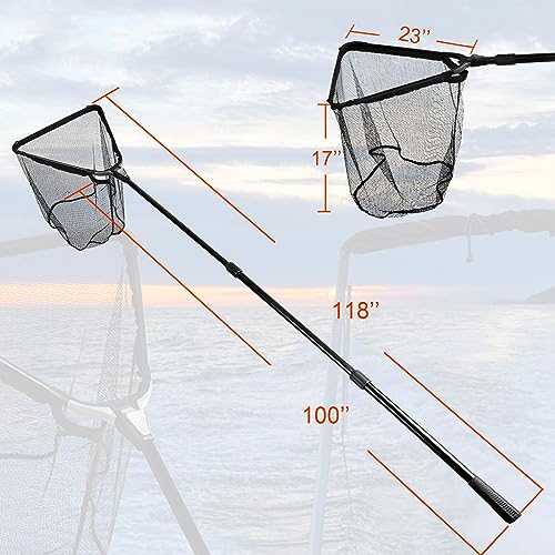 Fiblink Folding Aluminum Fishing Landing Net Fish Net with Extending Telescoping Pole Handle