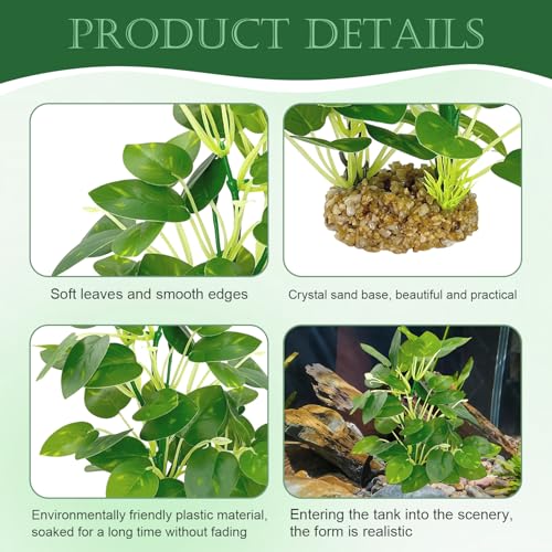 Silk Aquarium Plants (2-Pack) 9.8 Inch Artificial Plastic Fish Fish Habitat Decor, Small to Moderate Size Aquarium Decorations, Safe Green Plants for Freshwater Tanks
