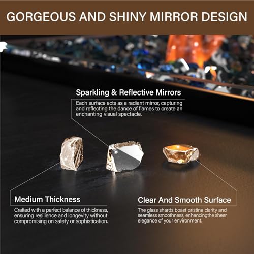 NUPICK 20 Pound Fire Glass, 1/2 Inch Reflective Fire Pit Glass, Tempered Firepit Glass Rock for Propane or Natural Gas, Glass Rocks for Fire Pit Table, Fireplace Glass for Landscaping, Bronze - color: Bronze, size: 20 Pound (1/2")