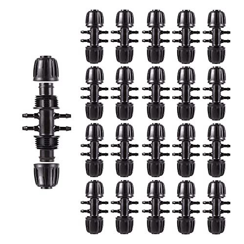 Barbed Tee Irrigation Fittings 1/2 Inch to 1/4 Inch Drip-proof Fitting for Irrigation Pipe (1/2'' ID x 0.60''-0.63'' OD) 6-Way-20 PCS - size: 1/2 inch to 1/4 inch Barbed six-way