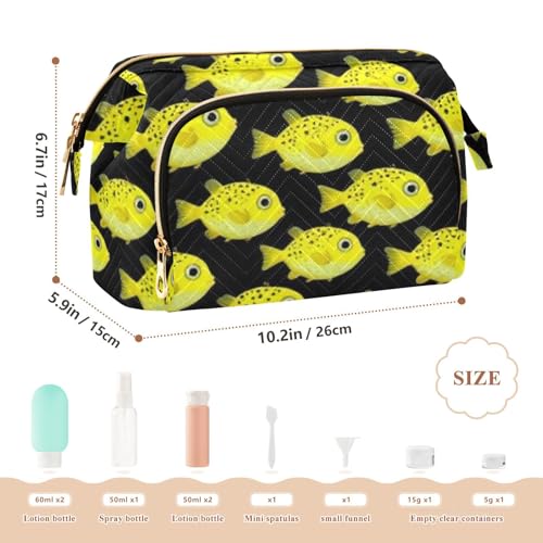 Cosmetic Travel Bag Zipper globefishes Aquarium Fish Tank Lovers (longword) Women's Coin Change Purse for Personal Items Organizer