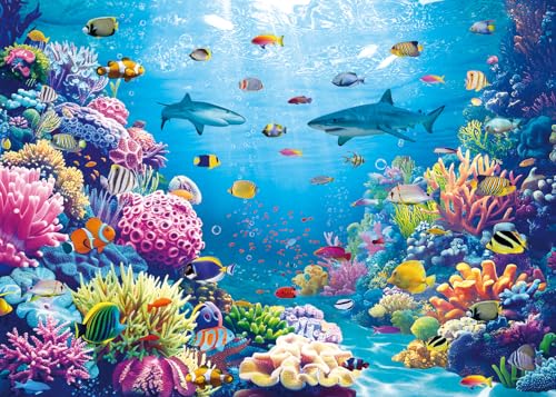 Under The Sea Backdrop Ocean Underwater World Tropical Fish Coral Summer Photography Background Aquarium Theme Baby Shower Birthday Party Decorations Banner Photo Props (8x6FT) - size: 8x6FT