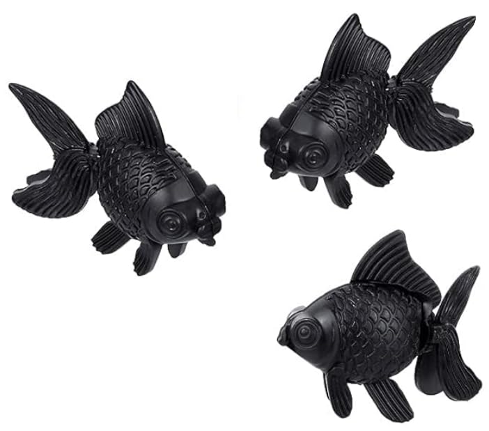 3 Pcs Fake Floating Fishes Plastic Fake Goldfish Artificial Aquarium Fishes Colorful Realistic Artificial Moving Fish Ornament Decorations for Aquarium Fish Tank, Aquarium Décor (Black) - color: Black