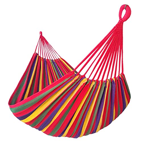 GOCAN Brazilian Double Hammock 2 Person Extra Large 220x160cm Total Length 330cm Load 500lb Canvas Cotton Hammock for Patio Porch Garden Backyard Lounging Outdoor and Indoor(Rainbow) XXL - color: Rainbow Stripe