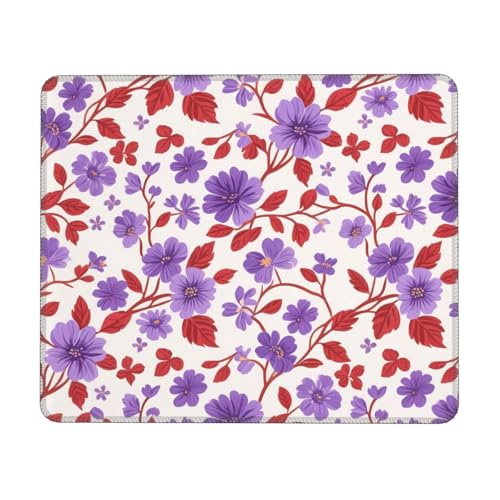 Red Purple Flower Computer Mouse Pad Anti-Slip Rubber Base Laptop Mouse Mat for Office Computer Mousepad 8.3 X 10.3 in - color: Red Purple Flower, size: 10.3L x 8.3W inches