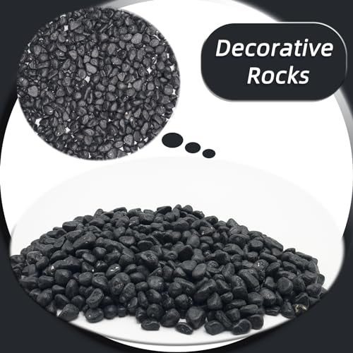 Black Pebbles for Crafts, 0.9 Pound Natural Polished Aquarium Gravel, Decorative Pebbles for Indoor Plants, Turtle Tank, Vase, Succulents Cactus, Garden Landscaping - color: Black