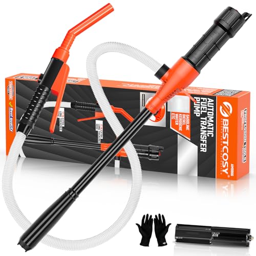 Electric Fuel Transfer Pump, 2.4 GPM Portable Fluid Transfer Siphon Pump with Oil Pipeline, Battery Gas Pumps with 47 Inches Hose &Gloves for Car/RV(Orange) - size: 1 Pack of Medium orange
