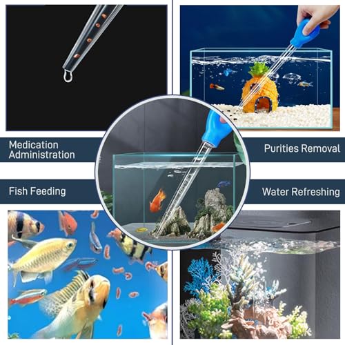 Aquarium Feeder Pipette with Dual Scale & Safe Rubber Tip, Multi-Function Fish Tank Siphon for Cleaning, Feeding and Water Changing - 17.72 Inch - size: 17.72 inch