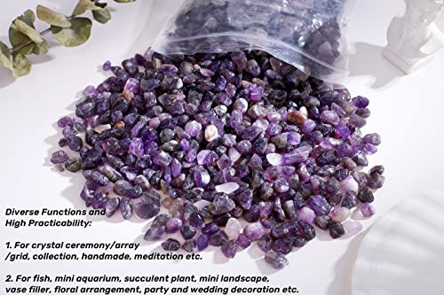 Amethyst Crystal Gravel Polished Chips Stones Pea Quartz 0.3-0.4" Tumbled Stone Crushed Natural Home Decoration Small Pebbles mini Fish Tank Vase Filler Landscape Bottom Ornament 250G 0.55 lbs - color: Purple - Amethyst, size: 0.55 Pound
