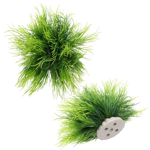 Telooco 3 Pack Aquarium Plants Plastic Realistic Fish Tank Plants with Weighted Base Small Aquarium Grass Fish Tank Decorations (Green) - color: Green