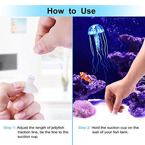 DaToo Aquarium Artificial Glowing Jellyfish Fish Tank Ornament Aquarium Silicone Decoration, 6 Pack, 1 Yr Warranty