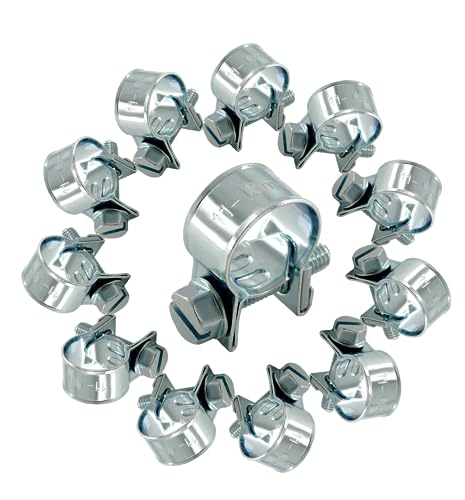 12pcs Stainless Steel Gas Line Clamp, 11-13mm, Silver, C-clamp, Hose Clamp - size: 11-13mm