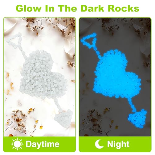 4000pcs 5-8mm White Glowing Pebbles Glow Pebbles Aquarium Rocks Glow in The Dark Decorative Stones for Walkways Driveway Yard Grass Fish Tank Plant Pots - size: 4000, style: White