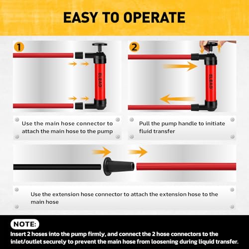 Fluid Transfer Siphon Pump for Gasoline, Multi-Use Liquid Transfer Pump, Fuel Oil Siphon Pumps, Multifunction Hand Inflation Pumps with Inflator Hose adapter, Balloon adapter - color: Multi-Use Red