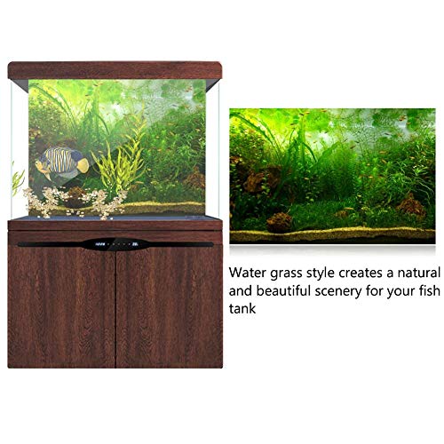 Aquarium Fish Background Poster PVC Adhesive Decor Paper Green Water Grass Aquatic Like Real(24.02x11.81in)
