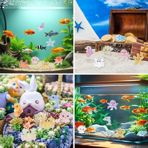 150pcs Mini Resin Animal Figures Miniature Ocean Statues Mixed Marine Animal Ornaments Tiny Sea Animals Set for Aquarium Fish Tanks Dollhouses Gardens Landscape DIY Crafts Nail Art Decor