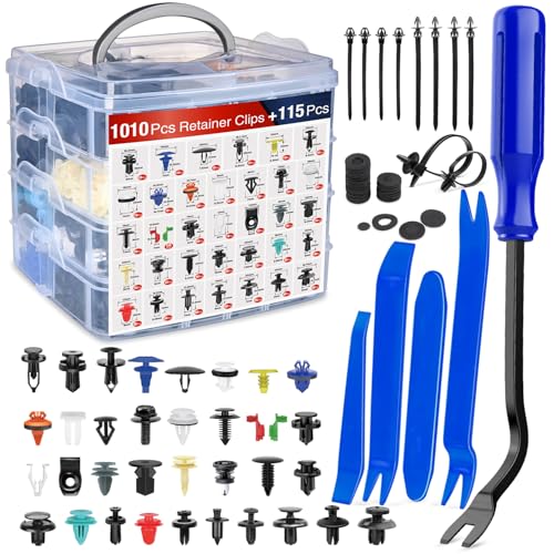 Nilight 1125Pcs Car Push Retainer Clips Auto Fasteners Kit Included 34 Most Popular Sizes Nylon Bumper Fender Rivets with 5 Fasteners Remover 10 Cable Ties for Toyota GM Ford Honda Chevy - color: 1125Pcs