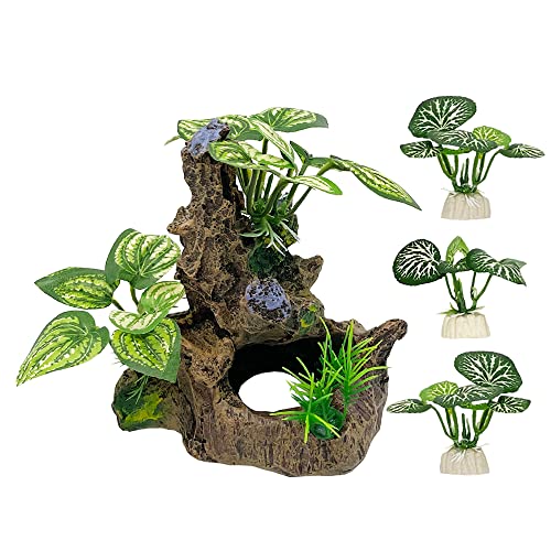 Betta Fish Tank Cave Decorations Aquarium Decoration Ornaments Accessories Betta Leaf pad Hammock (Fish Cave Toy-A)