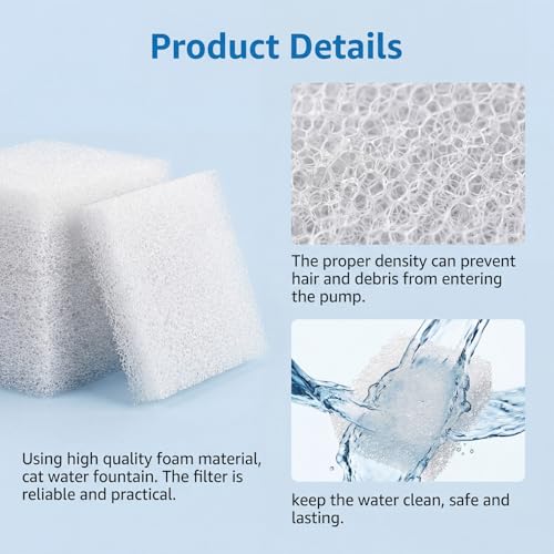 12 Pcs Cat Water Fountain Filter Sponge for 2L Pet Water Fountain Replacement Pre-Filter Sponge for Dog Cat (White Block)