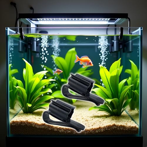 2Pcs Fish for Tank Mounting Clip Water Pipe Hose Holder Multifunction Adjustable Clamp for 0.31""-0.62"" Dia Tub Aquarium Tube Holder, Aquarium Air Pump Accessories Aquarium Pumps and Filters (Black) - color: Black
