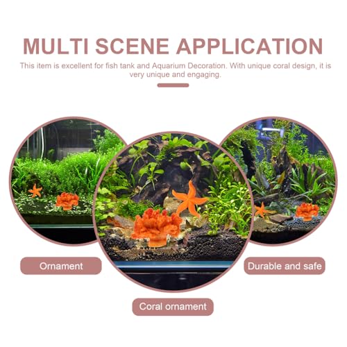 TOYANDONA Aquarium Artificial Coral Reef Sea Star Set 4Pcs Fish Tank Decor Ornaments for Home Office Desktop Landscape 2.36In Resin Miniature Accessories