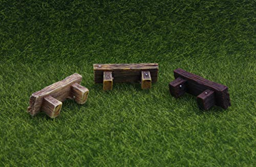 3Pcs Mini Resin Bench Miniature Fairy Garden Bench Dollhouse Accessories Statue DIY Decor Gift - size: 3 Benches
