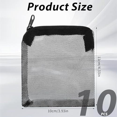 10PCS Aquarium Filter Media Bags, Fish Tank Media Mesh Filter Bags, Reusable Mesh Filters Bag for Activated Carbon, Filter-Stones and Ceramic Rings, Mesh-Net Filters Bag with Zipper (Black, White)