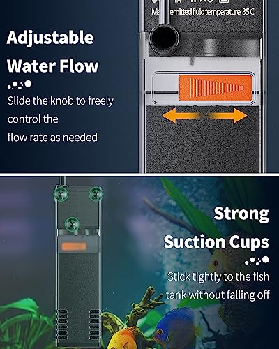 Pawfly Internal Aquarium Filter, Submersible Power Filter with 55 GPH Water Pump for 3 to 10 Gallon Fish Tanks Filtration Circulation and Oxygenation - size: 3-10 Gal