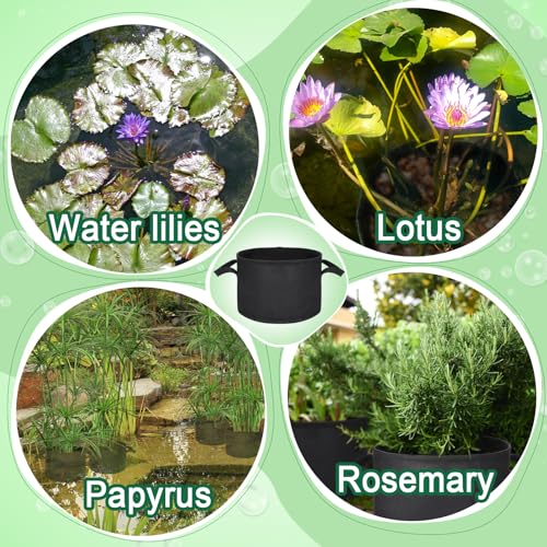 Aulock 8-Pack Lily Grow Bags for Pond - Durable Black Nonwoven Fabric Plant Pot with Handles, Aquatic Pond Planter for Aquatic Plants Water Lily (11.8" x 8"-3.7 Gallons) - size: 11.8" x 8"-3.7 Gal