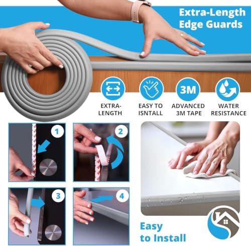 Premium 12ft Edge Protector for Baby, Odorless & Waterproof Foam Cushion with 3M Adhesive Tape, Non-Toxic to Baby Proof Corners and Edges, Wall Corner Protector & Desk Edge Cushion Gray - color: Gray, size: 12ft