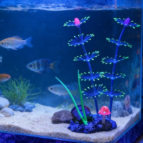 Soft Silicone long Coral Decor with Dynamic Swaying Motion, Weighted Base Aquarium Ornament for Lifelike Reef Aesthetic in Freshwater Saltwater Fish Tank, Safe Shelter for Invertebrates (Green) - color: Green