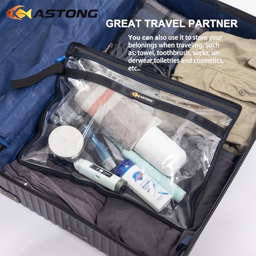 2 Layer Water-resistant Fishing Bait PVC Clear Storage Bag BaitShield Tackle Bag Storage for Bait Tackle Lures Soft Plastics and Fishing Gear Large Capacity 2 Size (2Pcs Medium+2Pcs Large)