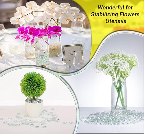 Flat Glass Marbles, (2 LBS) Clear Glass Beads for Vases Fillers Decorative Stones, Gems, Fish Tank Rocks, Table Scatter, Glass Pebbles for Vases, Centerpieces Wedding Décor (200pcs,0.7–0.8") - color: Clear Color 2LB