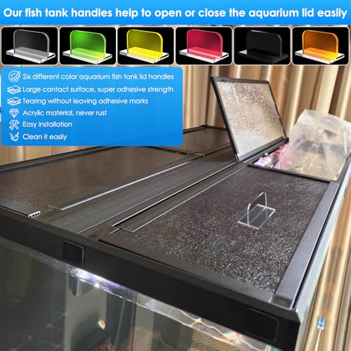 NestBasics 6pcs aquarium lid hinge acrylic fish tank glass canopy handle fish tank hood top cover replacement double tape pull handle