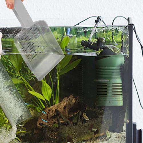 Aquarium Sand Shovel Fish Tank Cleaning Scoop with Drainage Holes Plastic Gravel Shovel for Aquarium Sediment Removal for Fish Tank Maintenance