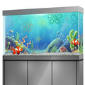 24 x 12 in Aquarium Background Stickers for 5-10 Gallon Tanks, 3D Cartoon Underwater Self-Adhesive Fish Tank Reptile Terrarium Decor Poster