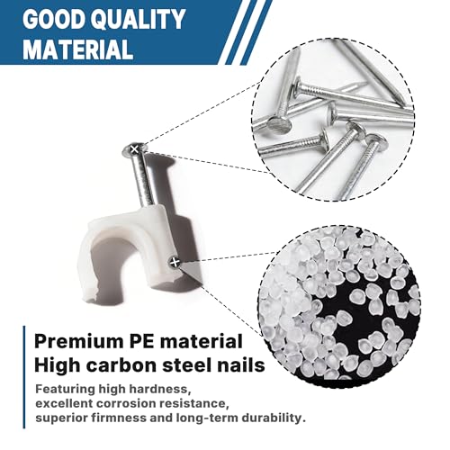 100pcs Cable Clips 4/6/8mm - Cord Wire Management Clips for Wall, Coaxial Cable Clips, RG6 RG59 CAT6 RJ45 Wire Wall Clips