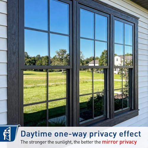 Coavas One Way Privacy Window Film, Sun Blocking Reflective Window Film See Out Not in, Heat Control Window Tint for Home, Anti UV Static Cling for Windows Office Door (Green, 17.5 Inch X 9.8 Feet) - color: Green-silver, size: 17.5 x 118 Inch