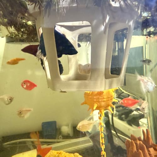 HOZOE Aquarium Betta Hammock, Betta Hideout & Cave, Floating Feeding Ring for Fish and Shrimp, Aquarium Floating Decoration Accessory (Wood Color) - color: Wood color