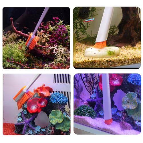 Small Fish Tank Cleaner - Algae Scraper for Glass Aquariums - Aquarium Brush & Scrubber Tool Adapted for Cleaning Glass and Acrylic Aquariums. - size: 17.3 Inch