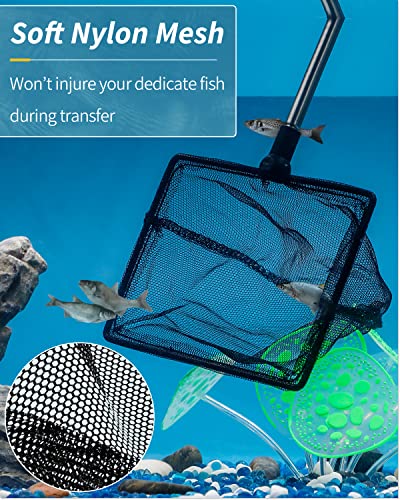 Pawfly Aquarium Fish Net with Extendable 9-24 Inch Long Handle for Betta Fish Tank Small Koi Pond and Pool
