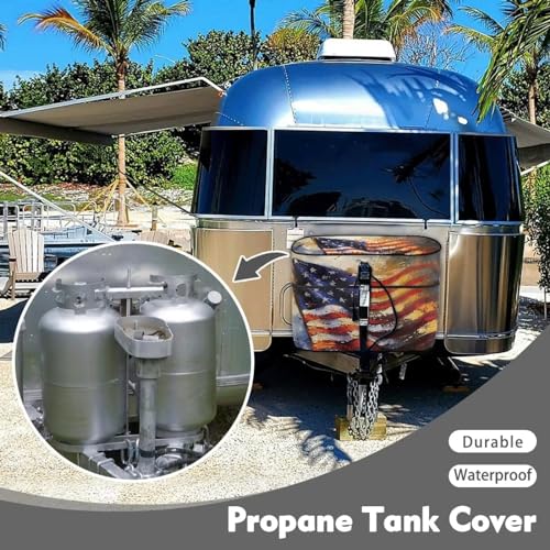 American FlagRV Propane Tank Cover for Travel Trailer Dustproof Propane Tank Cover Double 20lb Camper Propane Tank Cover Weather Resistant Gas Cylinder Cover - color: American Flag, size: Small-Double 20LB
