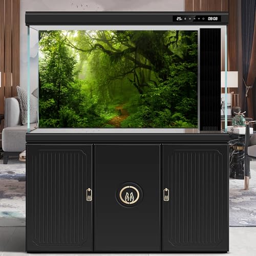 Tropical Rainforest Aquarium Background Lush Green Jungle Dense Trees Plants Fish Tank Background Majestic Serene Deep Forest Terrarium Backgrounds Foggy Woodland Reptile Tank Backgrounds 24x12in - color: Dark Green, size: 24(W)x12(H)in