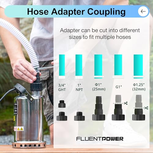 FLUENTPOWER 3/4HP Submersible Sump Pump, 3300GPH Stainless Steel Utility Water Pump, Manual Control with 26-Foot Cord for Pool Tub Garden Pond Basement Flood Cellar Draining - style: 3/4HP 3300GPH Stainless Steel