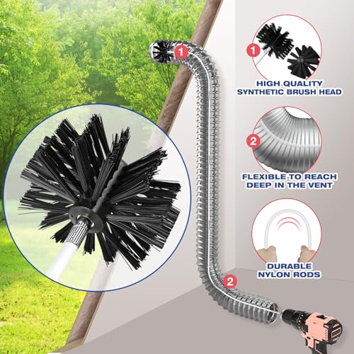PetOde 42-Feet Dryer Vent Cleaner Kit, Lint Remover，Upgraded Flexible Quick-Snap Brush with Drill Attachment,Extends Up to 42 FEET for Easy Cleaning，Cleaning Tools Use with/Without a Power Drill（New） - size: 42-FEET