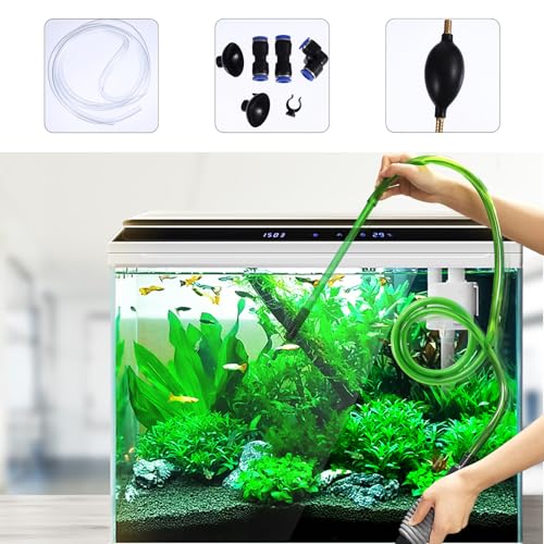 Amosfun 3pcs Fish Tank Cleaner Siphon Set Aquarium Gravel Vacuum Water Changer Manual Sand Washing Tool for Fish Tank Maintenance