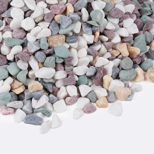 5 lbs Natural Pea Gravel Pebbles for Aquarium, Fish Tank, 3/8 inch Decorative Pebbles for Indoor Plants, Succulent, Bamboo, Vase, Drainage Rocks for Potted Plants, Top Dressing, Mixed Color - color: Colorful Mixed