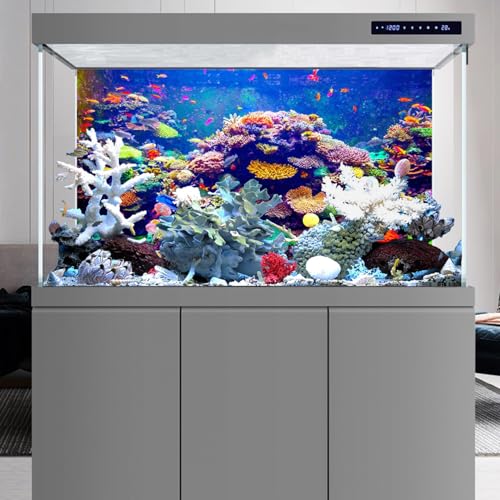AWERT Undersea Theme Aquarium Background 48x20 inches Vinyl Colorful Coral Tropical Fish Underwater World Fish Tank Background - size: 48x20in/120x50cm