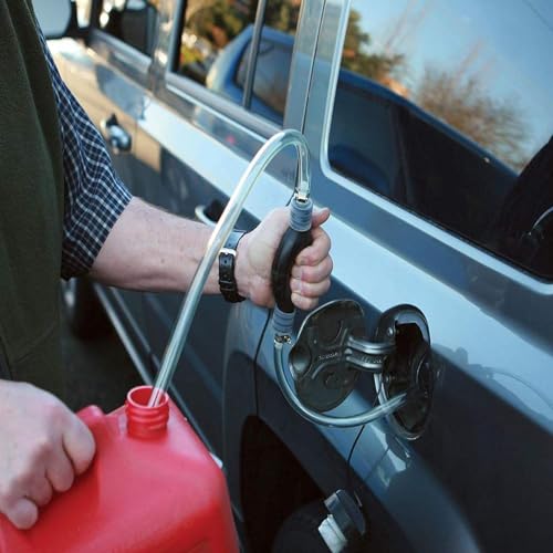 Gasoline Siphon Hose Pump, Hand Siphon Pump for Gasoline Transfer, Manual Hand Siphon Pump For Water, Gas, Fuel Siphon Pump for Gasoline. (Gas Siphon Hose Included)